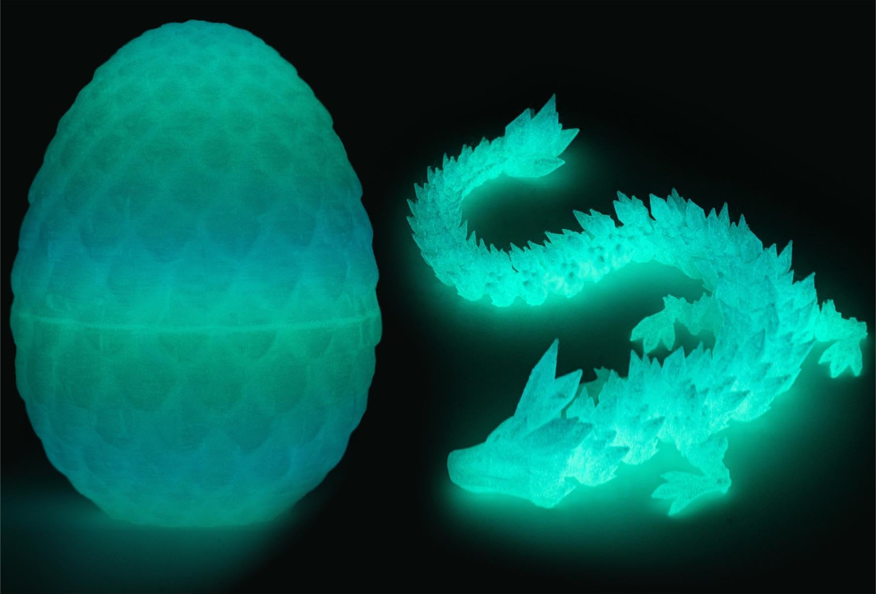 ZZXIAOJIE 3D Printed Dragon Egg Fidget Toys Mystery Crystal 3D Printed Animals Articulated Dragon Easter Eggs Gifts Home Desk Decor (Luminous)