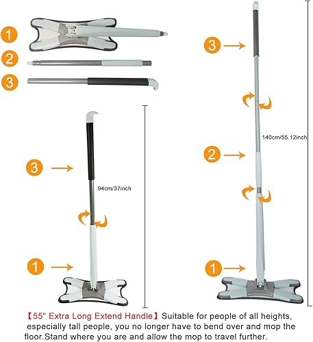 Miniatura 2 de EZ SPARES X-Type - Trapeador de microfibra para suelo de madera dura, 3 almohadillas de repuesto para trapeador de microfibra, lavado a mano libre,