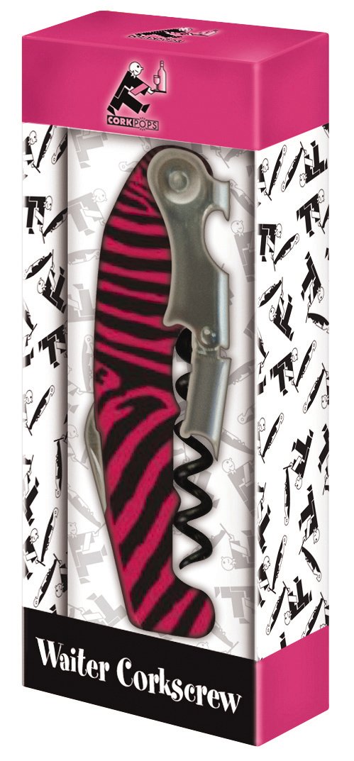 Cork Pops At Your Service Waiters Corkscrew, Zebra Design