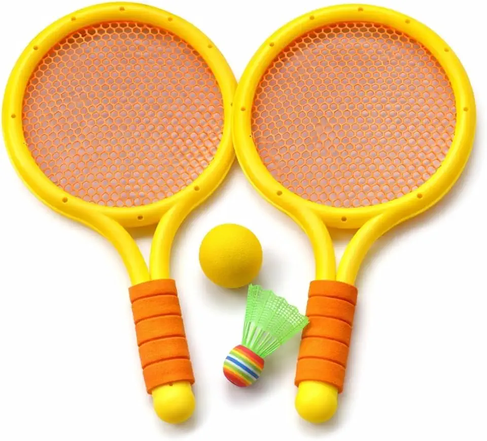 Kit Completo Raquete Infantil 3 em 1 - Jogo Tênis Badminton com Bola e Peteca - Brinquedo Esportivo para Crianças 3+ Anos - Estimula Coordenação Motora e Atividade Física - Ideal Praia Parque Quintal
