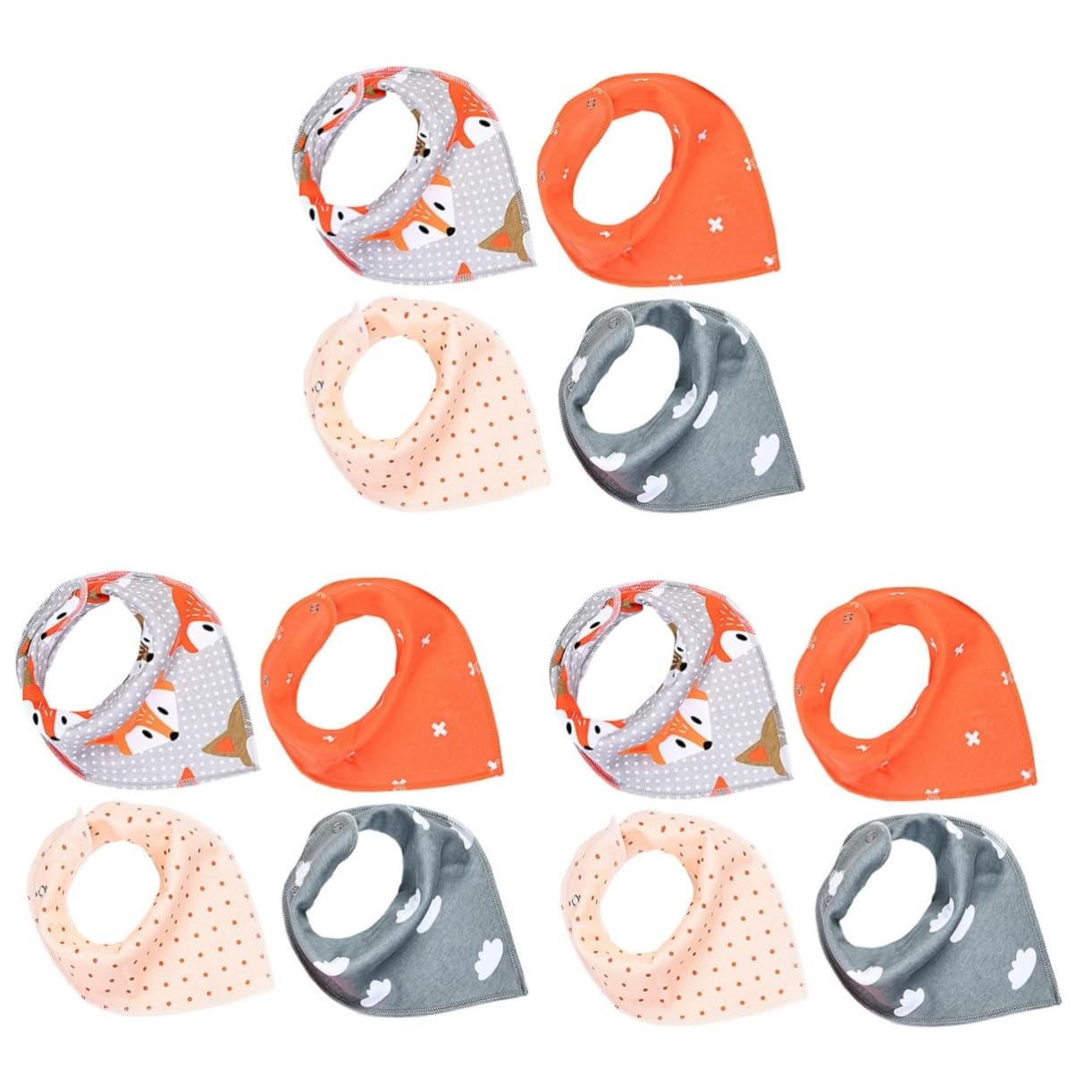 UPKOCH 12pièces Bavoirs Bandana Unisex Garçon Fille Garçon Fille Coton Absorbant Tablier De Dribble Triangle Avec Boutons-pression Pour Nourrissons Et Teething