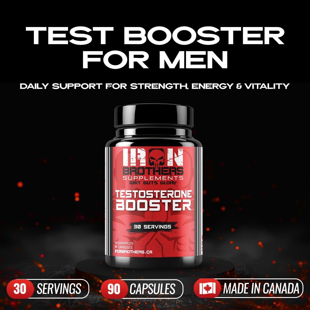 Iron Brothers Men’s Testosterone Support Supplement – Tribulus, Tongkat Ali, Ashwagandha & DIM – Daily Performance & Vitality Formula – with Fenugreek & Zinc – 30 Day Cycle – 90 Capsules