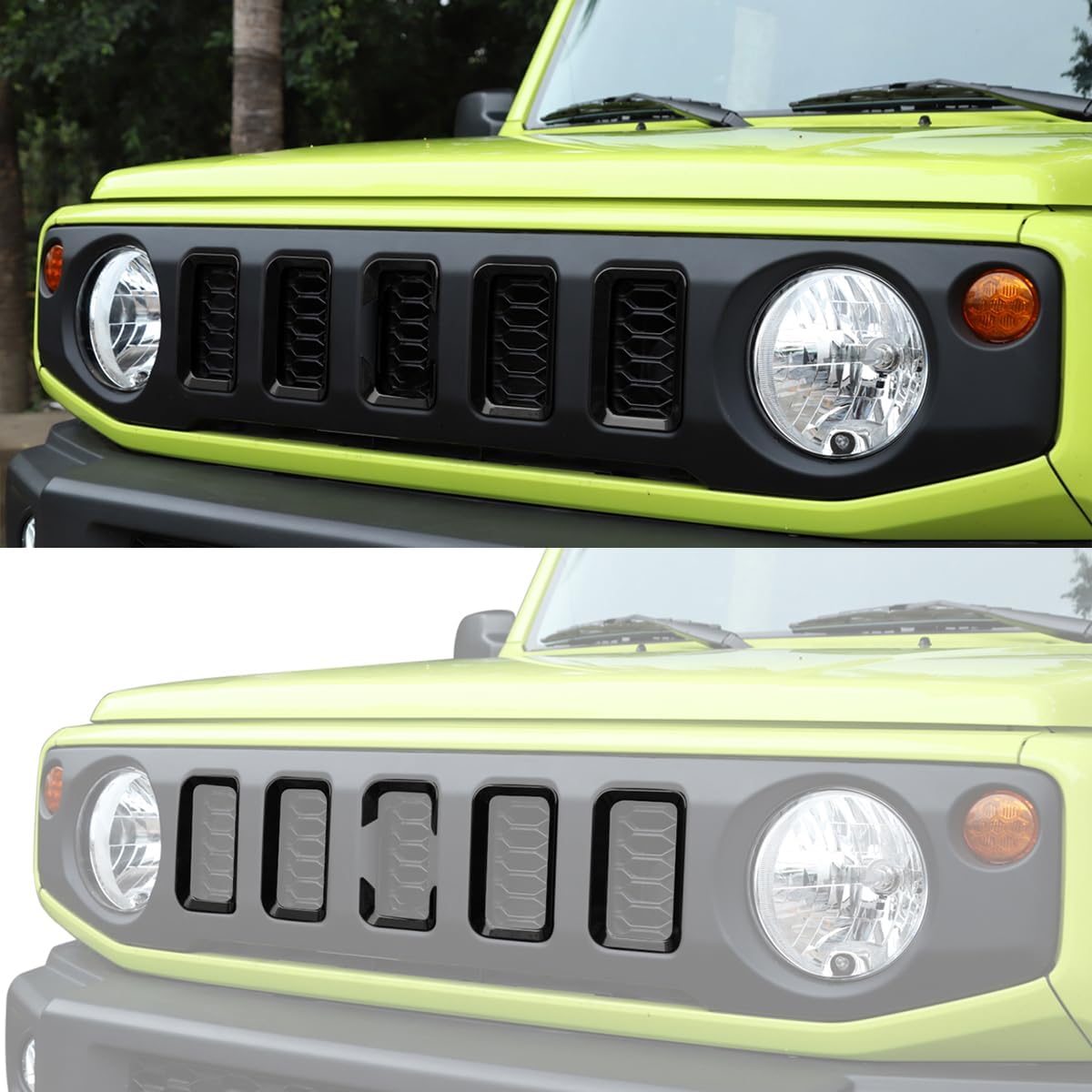 Front Grille Mesh Inserts Cover Grill Guard Trim Protector for Suzuki Jimny 2019-2024 JB64 JB74 Car Off-Road Exterior Accessories 6pcs, Black