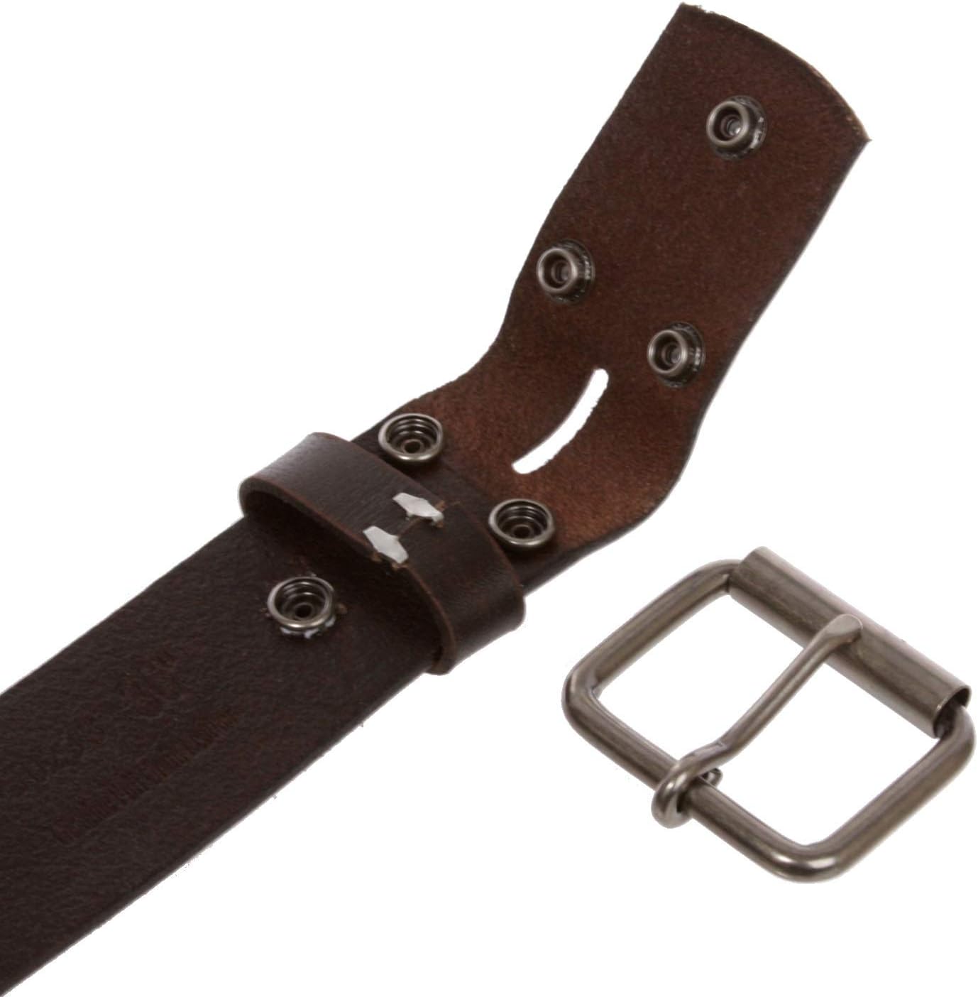 1 3/4" snap on Embossed Vintage Cowhide Thick Leather Casual Jean Belt