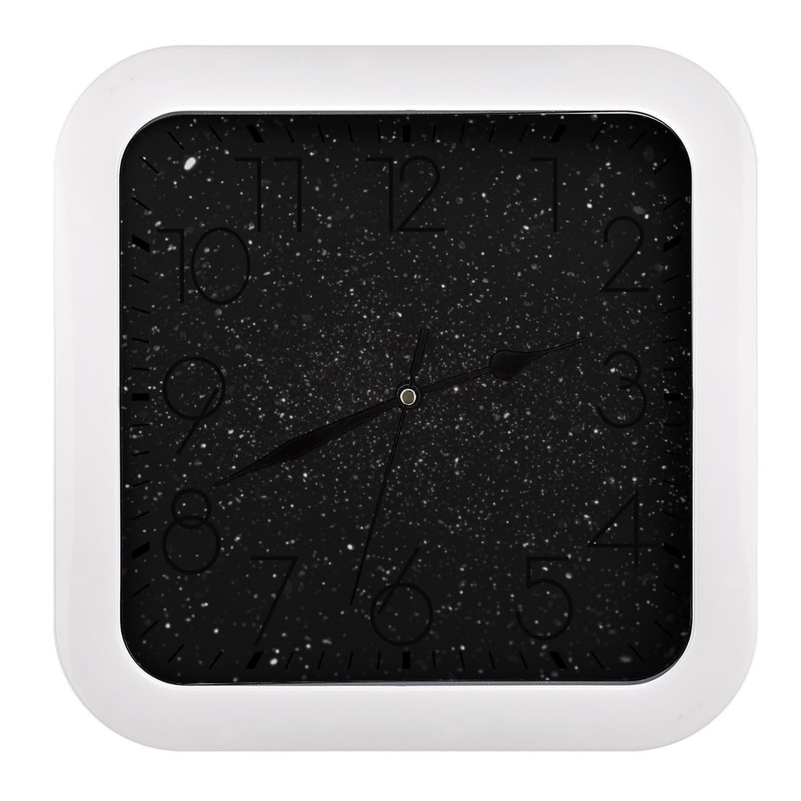 JTREHY Black Glitter Wall Clock The Sound is Soft Square Timepiece Fashion Precise Easy to Read Numbers | Perfect Living Room Kitchen Or Office Clocks
