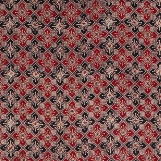 Image of Ethnics of Kutch Womenss Ajrakh Modal Silk Natural Dye Hand Block Print Saree with Blouse Piece - 5.5 Mtr Length