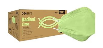 BeeSure BE2610 Radiant Face Masks, 4-Ply, Earloop, Disposable, Lime Pack of 40