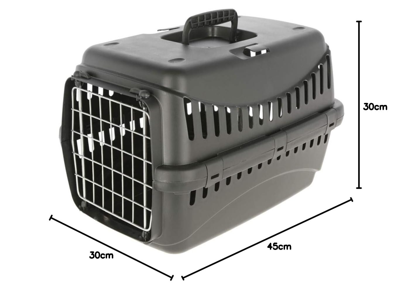Kerbl 81332 Expedion Eco skrzynia transportowa drzwi metalowe 45 x 30 x 30 cm, czarna, 1 kg