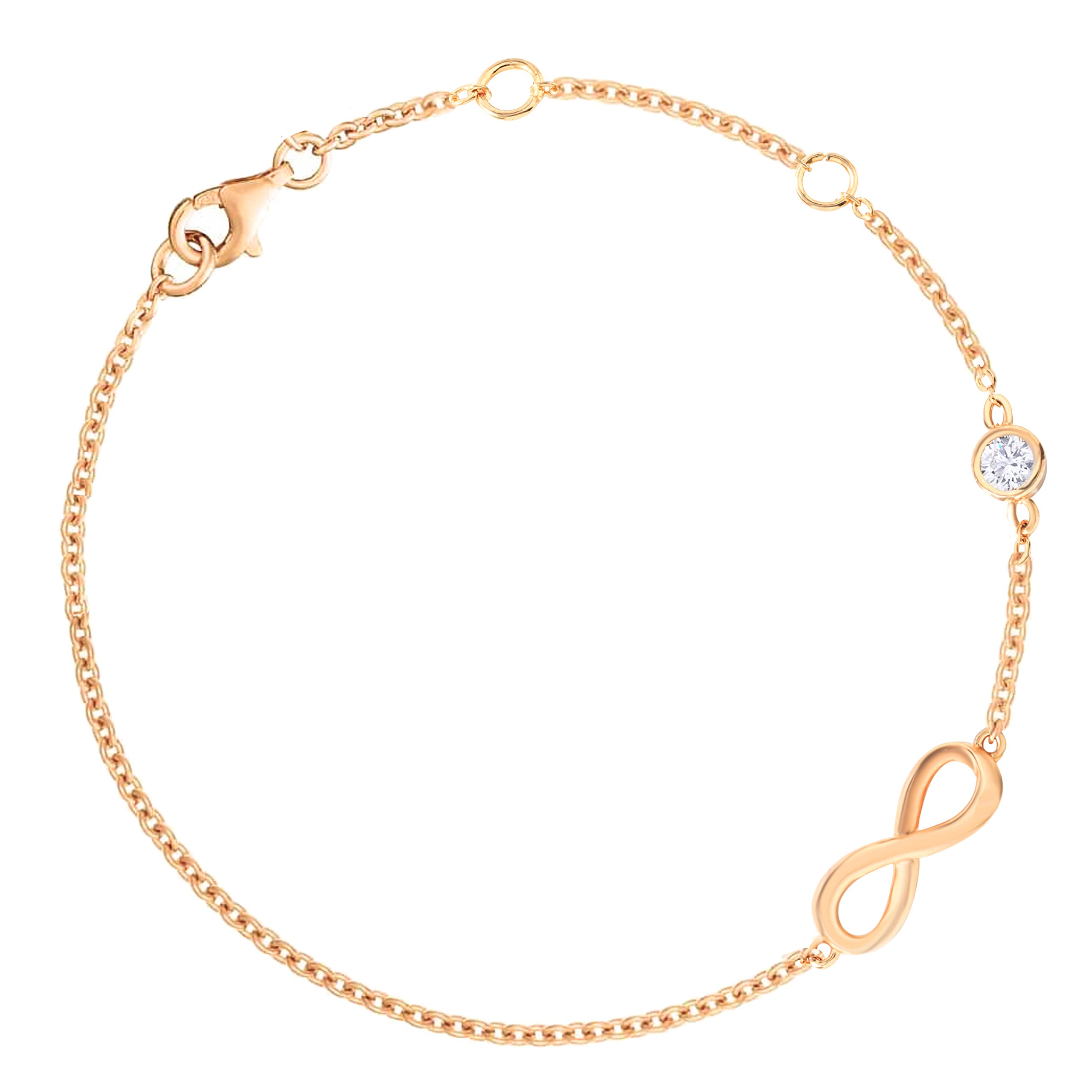 MINUTIAE Infinity Shape Anklet With Solitaire Crystal Diamonds Painjan Payal Leg Chain Foot Jewellery For Women and Girls (Rose Gold) (B09Z6FQ91Y) Amazon Price History, Amazon Price Tracker