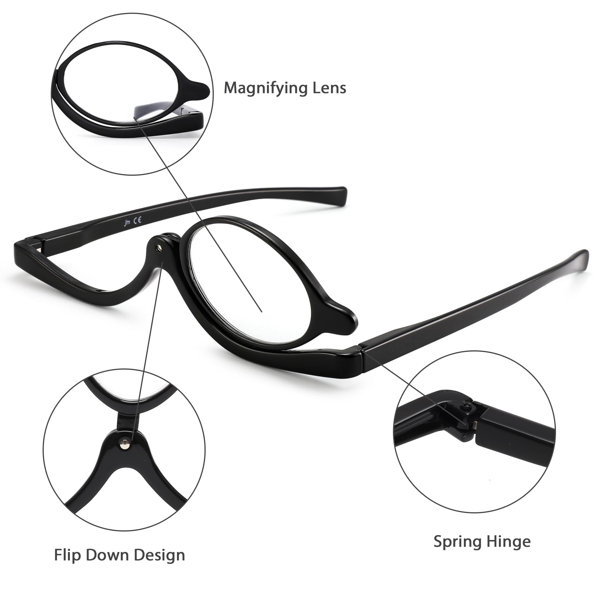 JM Maquillaje Gafas de Lectura Lupa Flip Down Cosméticos Lectores para Mujeres — view 4