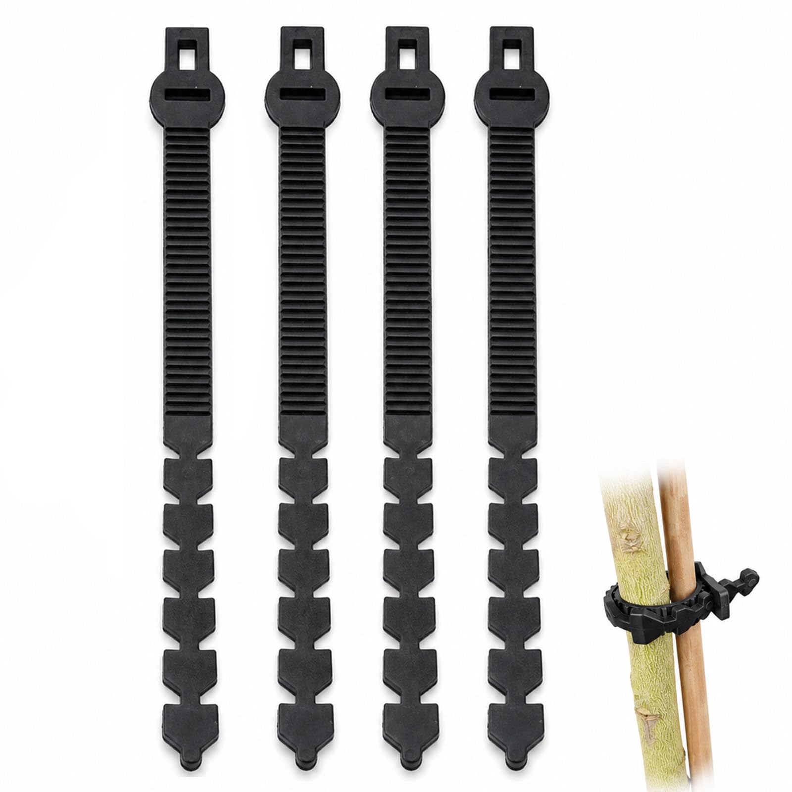 Whispern Cloud 4 Pack Tree Ties Heavy Duty 30cm/11.81in Adjustable Garden Straps for Plant Support Staking Shrubs Trees Outdoor Gardening (Quantity 4，30CM, Black)