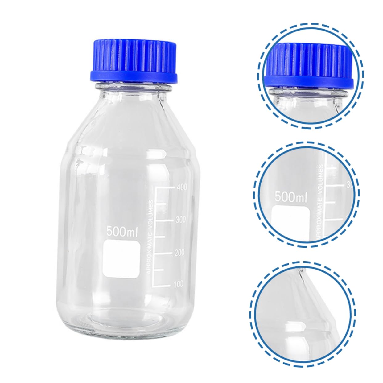 GARVALON 3 pièces Flacon Verre Lot de Bouteilles à Échantillons pour Laboratoire Récipient pour Médicaments avec Couvercle Bleu Étanche et Hermétique Aux Chutes pour Huiles Essentielles et
