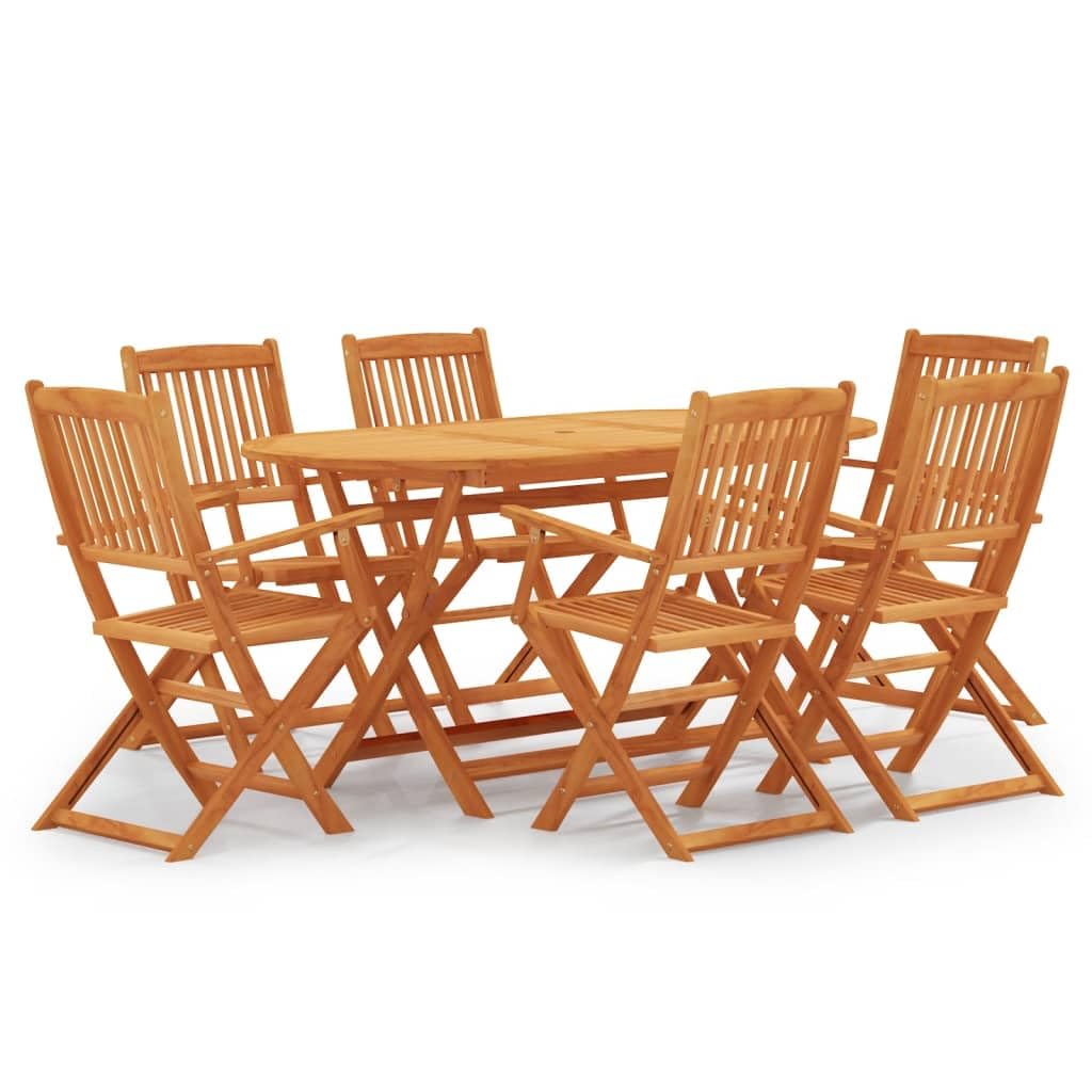 vidaXL Set de Comedor de Jardín Plegable 7 Piezas Exterior Terraza Patio Balcón Cocina Silla Mesa Asiento Mobiliario Decoración Madera Eucalipto