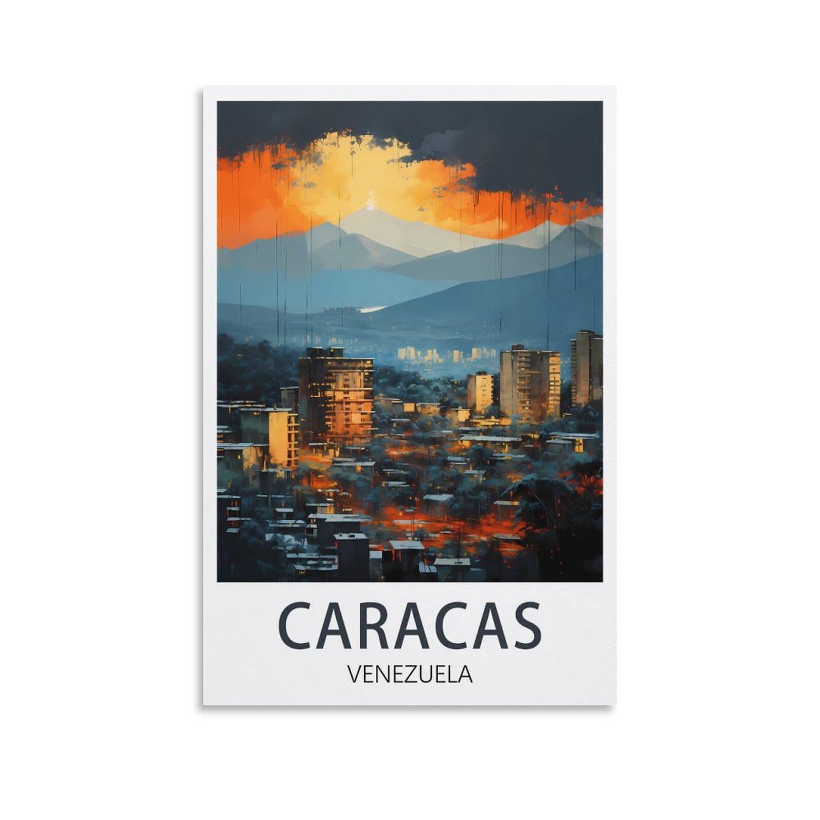 Lhjoiun Unframe-Style Caracas Venezuela Vintage Travel Posters 12X18inch(30X45cm) Art Canvas Print For Living Room Bedroom Home Decoration Modern Art