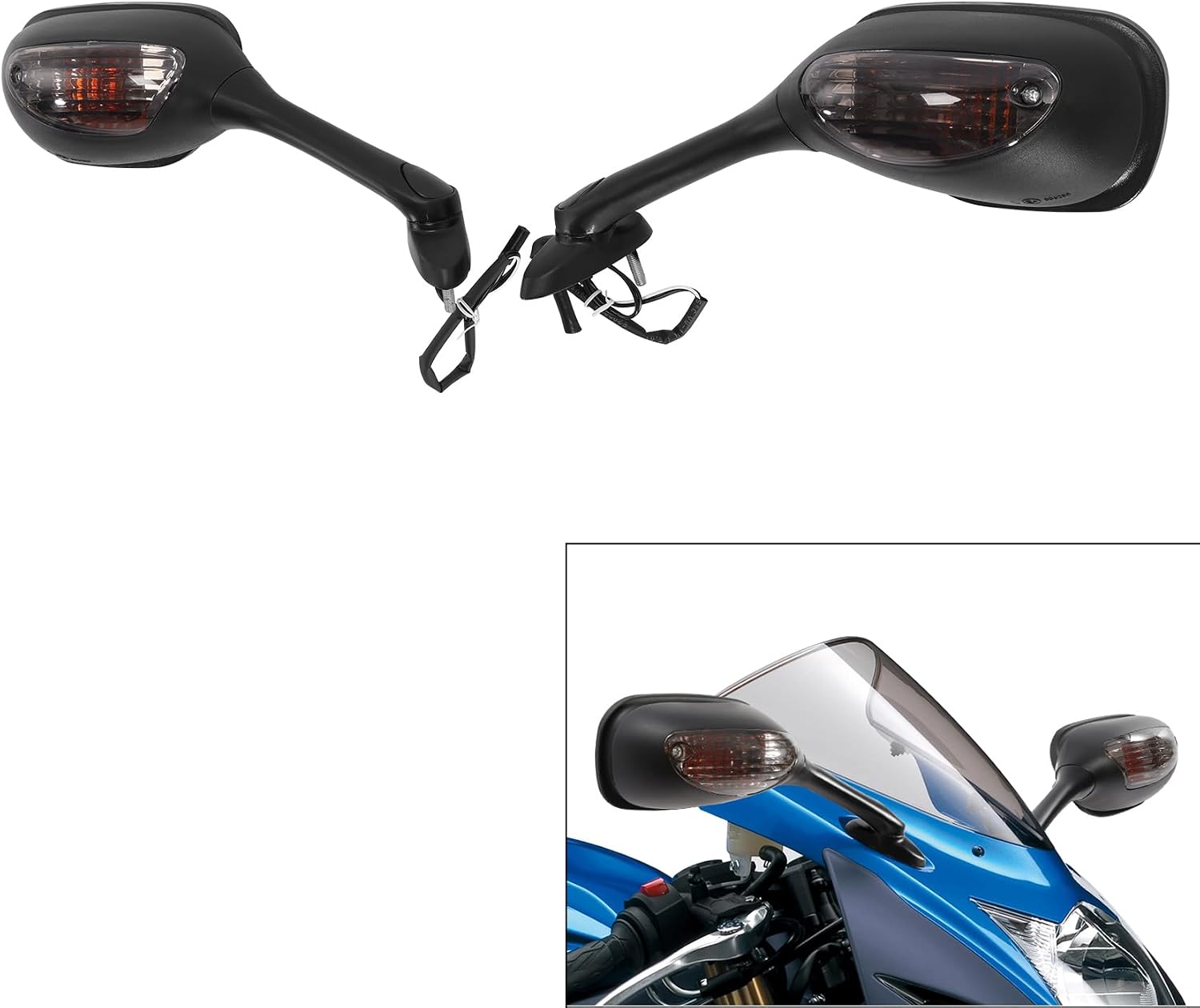 Green-L Pair Rearview Mirrors with Turn Signal Light Fit for Suzuki GSXR1000 2005-2016 GSXR600 GSXR750 2006-2025