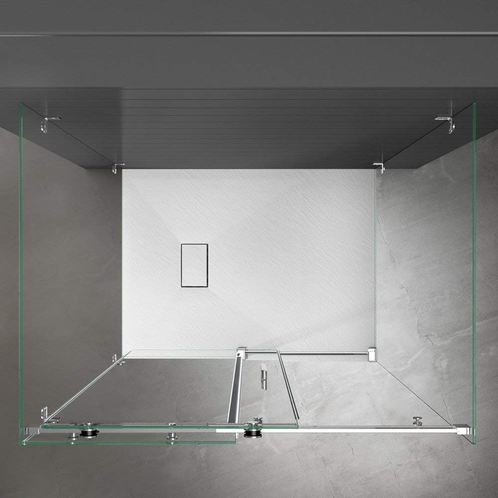 Piatto Doccia Arredo Arredamento Bagno Spessore 2.6 Cm In Resina Effetto Pietra Stone Ardesia Antiscivolo Filopavimento Riducibile Indistruttibile Con Griglia Di Copertura Bianco (90 x 120 Cm)