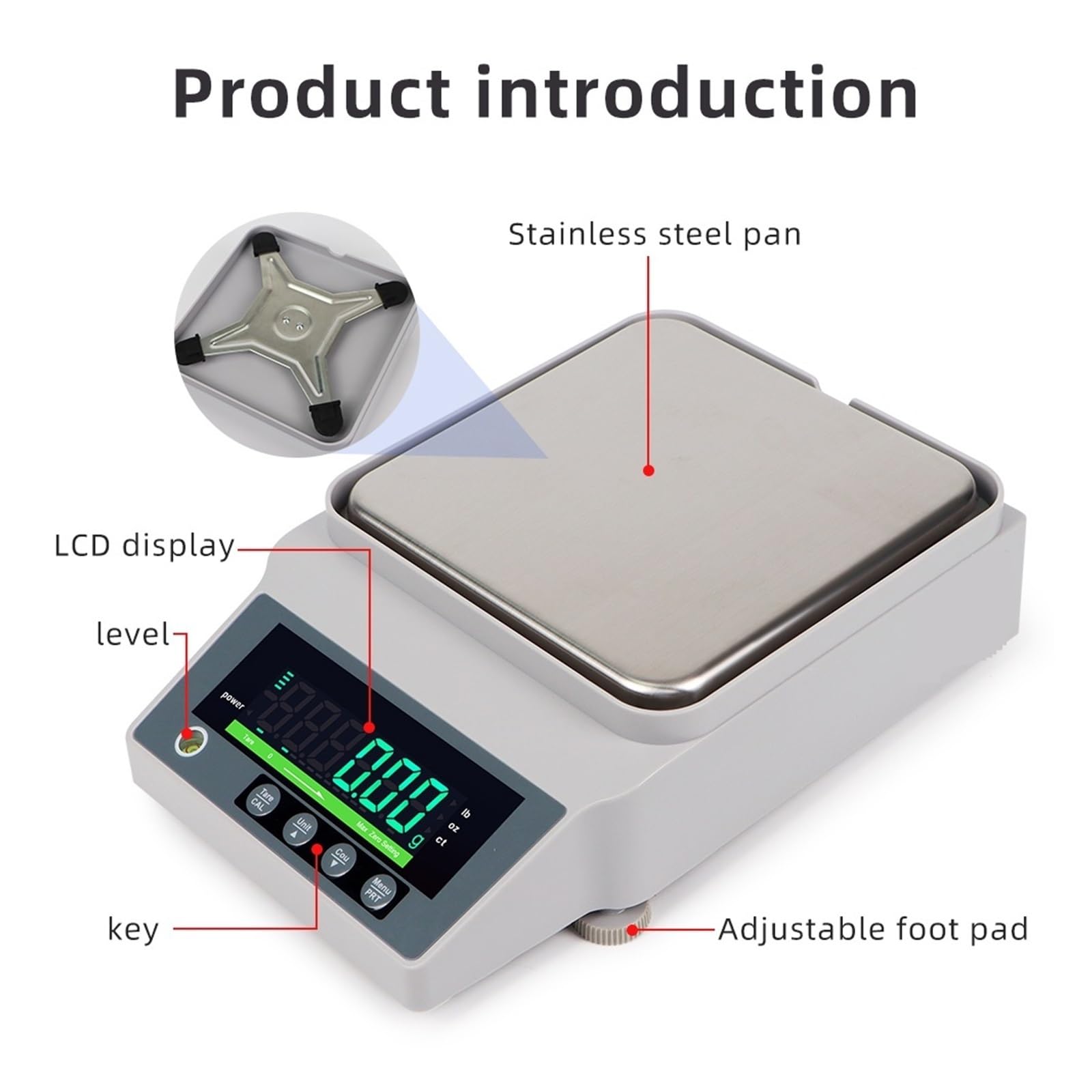 Waga Elektroniczna O Wysokiej Precyzji, Podświetlana LCD, Laboratoryjna Waga Analityczna WażEnie Precyzyjne(5KG 0.01G)