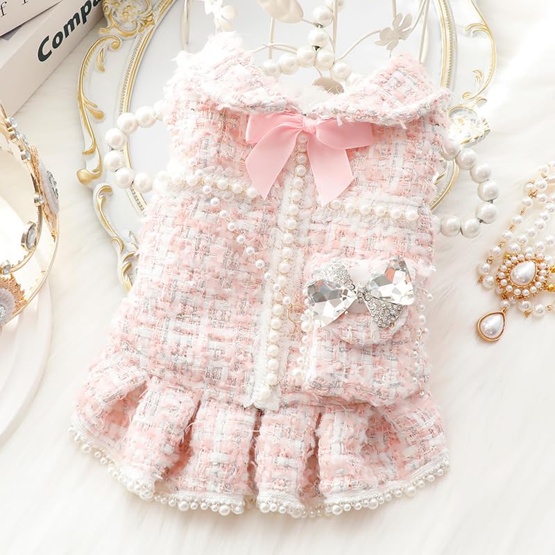 AZA Dog Princess Dresses for Small Dogs Lolita Clothes Tweed Costume White Pet Girl Cute Coat Outfits Fall Costumes (L,Blue) - Image 5