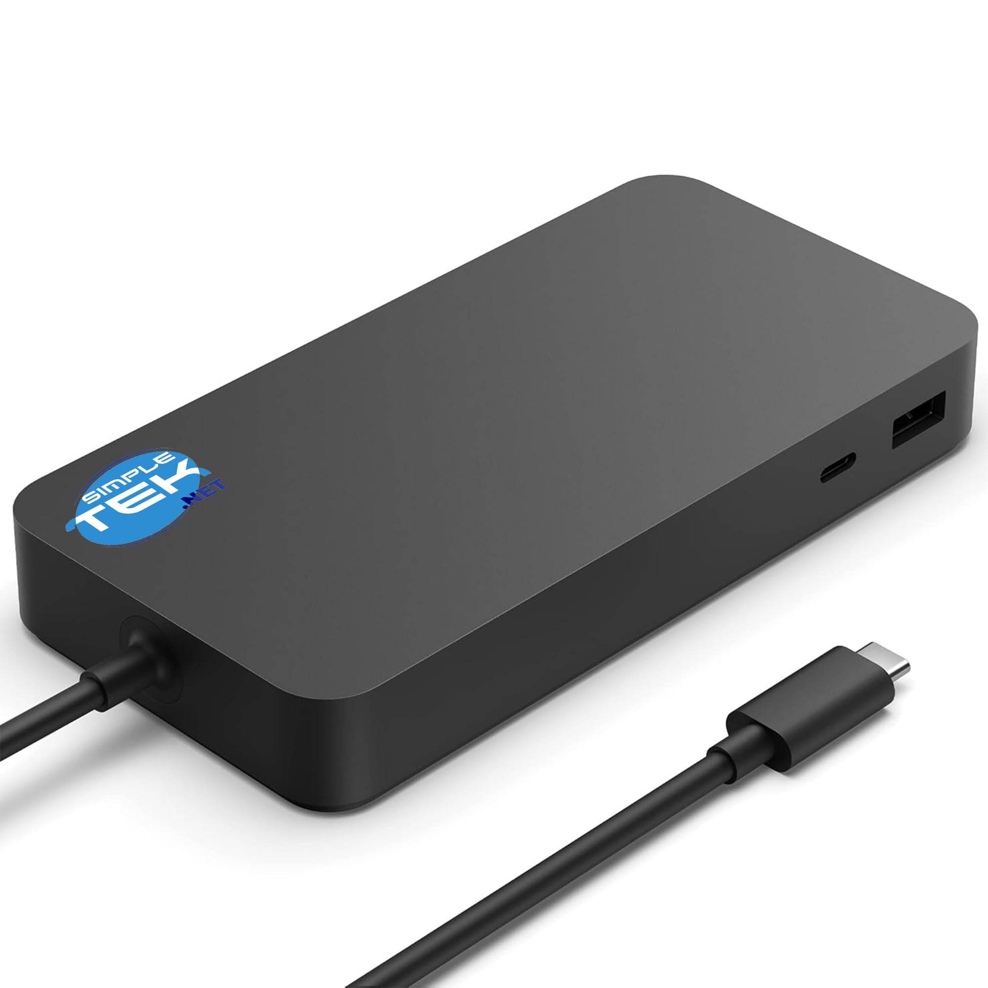 SIMPLETEK - Docking station Thunderbolt 165W con alimentatore incluso – 3x USB-C, 3x USB-A, RJ-45, Jack Audio, compatibile con Microsoft Surface Pro