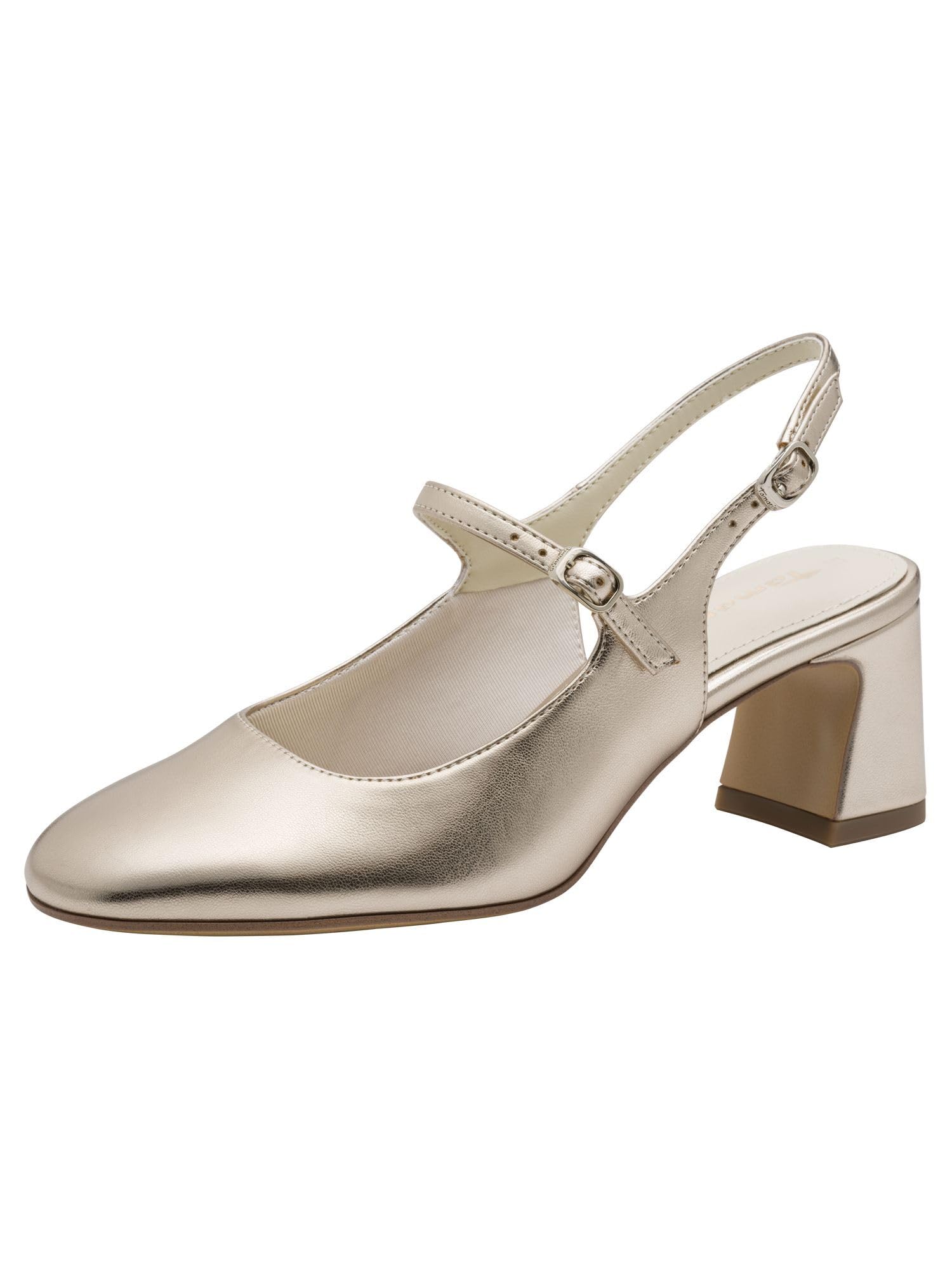 Tamaris Women's slingback pump with block heel metallic 3.5 UK