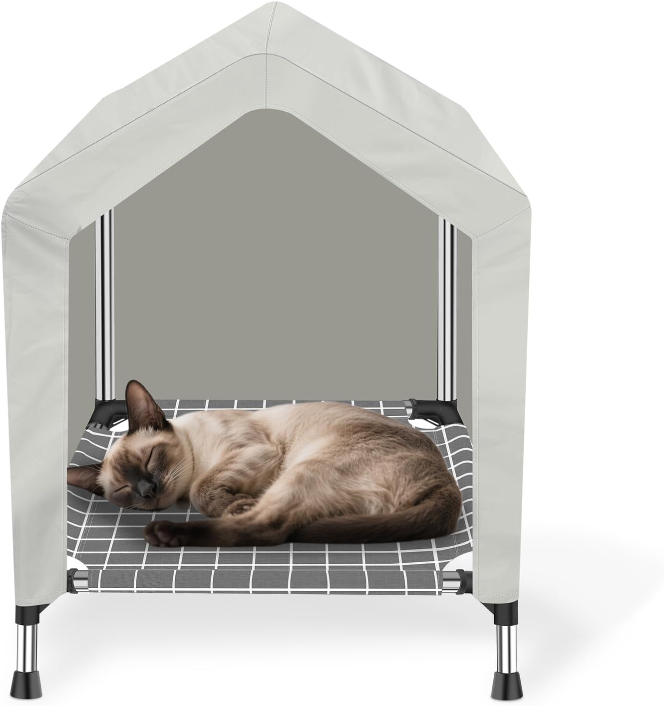 Elevated Dog House for Outdoor or Indoor - Waterproof Dog Tent Cat House, Dog Sunshade Tent, Pet House with Removable Cover, Suitable for Small Cats Dogs S-Beige