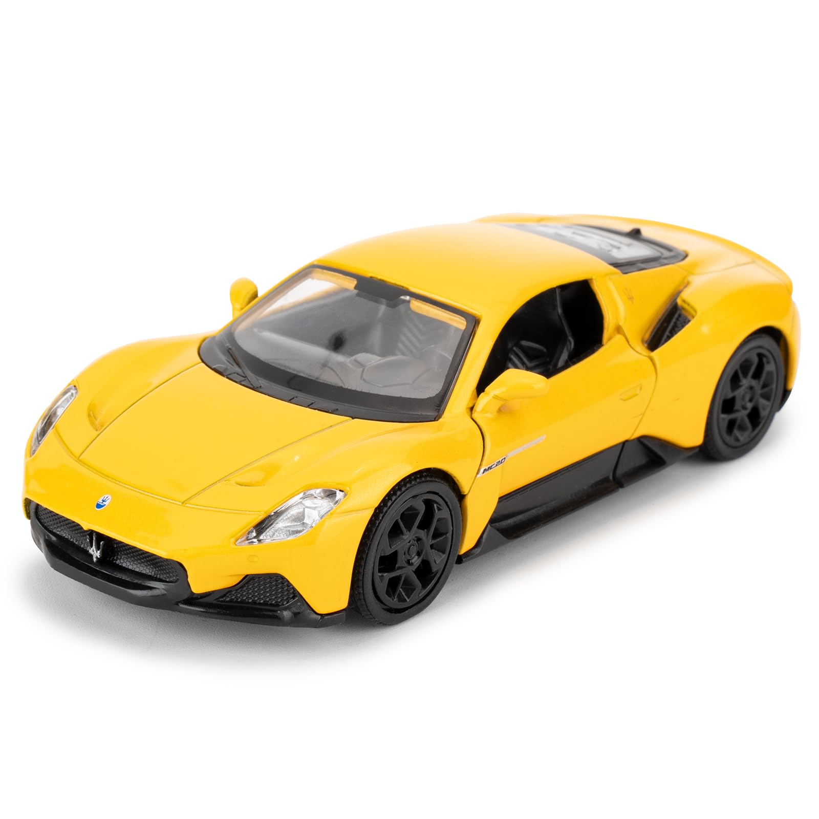 Alloy Toy Car, 1/36 Scale Maserati MC20 Diecast Model Car, Toy Car with Pullback Function, Model Toys for Collecting and Decorating, Car Gifts for Boys and Girls (Yellow)