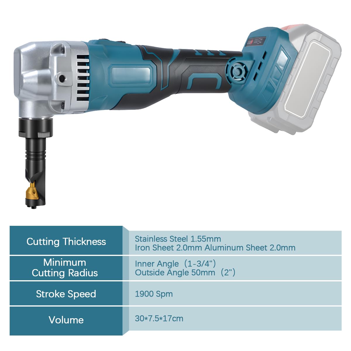 Blechknabber Kompatibel mit Makita 18v Akku, 360° Drehbarer Knabberkopf, 3 Geschwindigkeiten Einstellbar Knabber, Metallschere Blechknabber Zum Schneiden Von Edelstahl, Aluminium