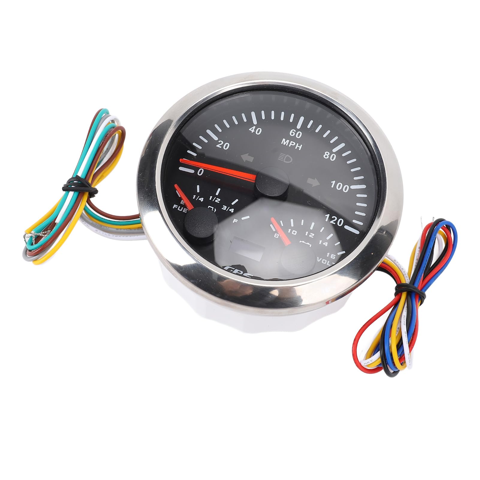 Contachilometri GPS da 85 Mm con Retroilluminazione a 7 Colori per Camion Yacht, Monitoraggio Accurato della velocità e Indicatore del Livello del Carburante (Quadrante nero lunetta argentata