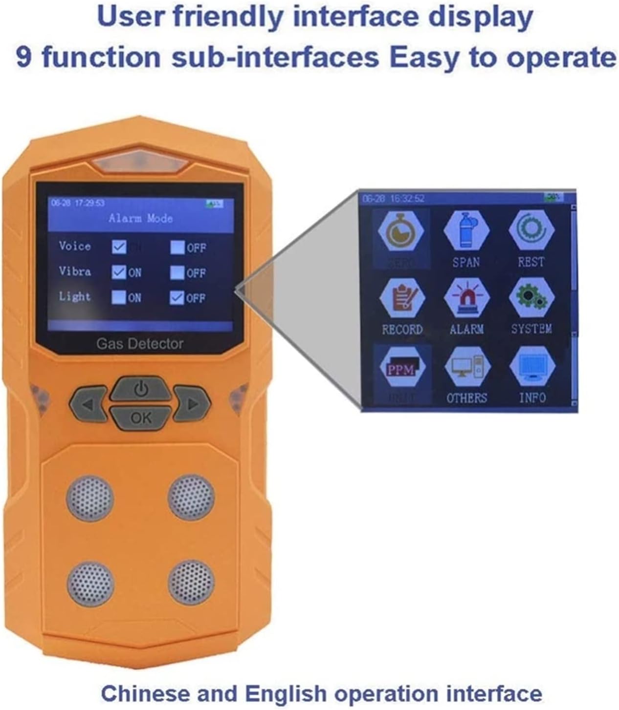Air Quality Tester, 4 in 1 Gas Detector Gas Analyzer Portable Multi Gas Monitor Color Display with Graphing Rechargeable Battery Sound Light Alarm,Enjoy the Health Benefits(Black)