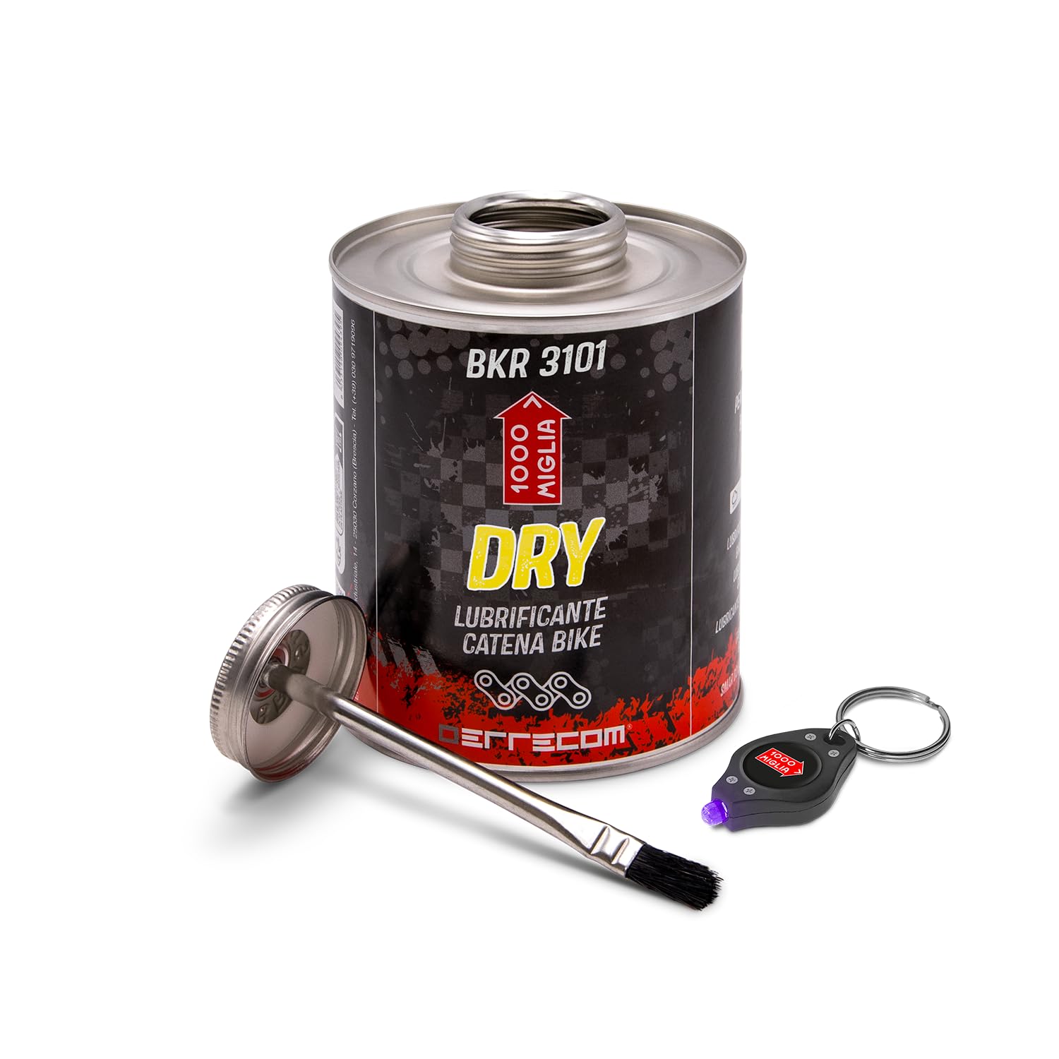 1000 Miglia BKR 3101 Lubrificante Catena Bici Dry - 900 ml, per Condizioni Asciutte e Polverose, Clima Secco, Barattolo All-In-One con Pennello incluso