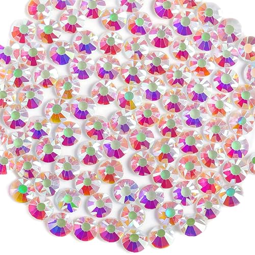 Image of Beadsland 2880pcs Flat Back Crystal Rhinestones Round Gems for Nail Art and Craft Glue Fix,Transparent AB,SS16,3.8-4.0mm