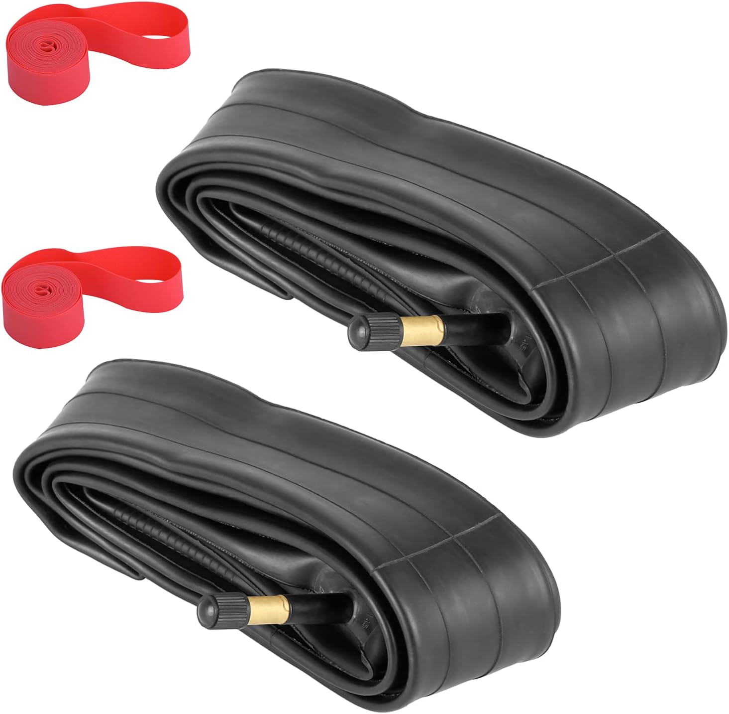 700x35C/38C/40C/43C Bike Inner Tube with Schrader Valve 48mm, 2 Pack Premium Butyl Rubber Bike Tire Tube with 2 Rim Strip for 700c Road Bicycle