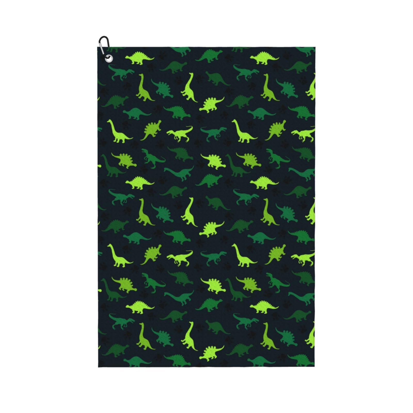 AOOEDM Dinosaurs Print Golf Towel with Carabiner Clip Absorbent Microfiber Golf Towel for Cleaning Golf Ball Club Putter Iron for Golf Bag Trolly Belt Loop 16" X 24"