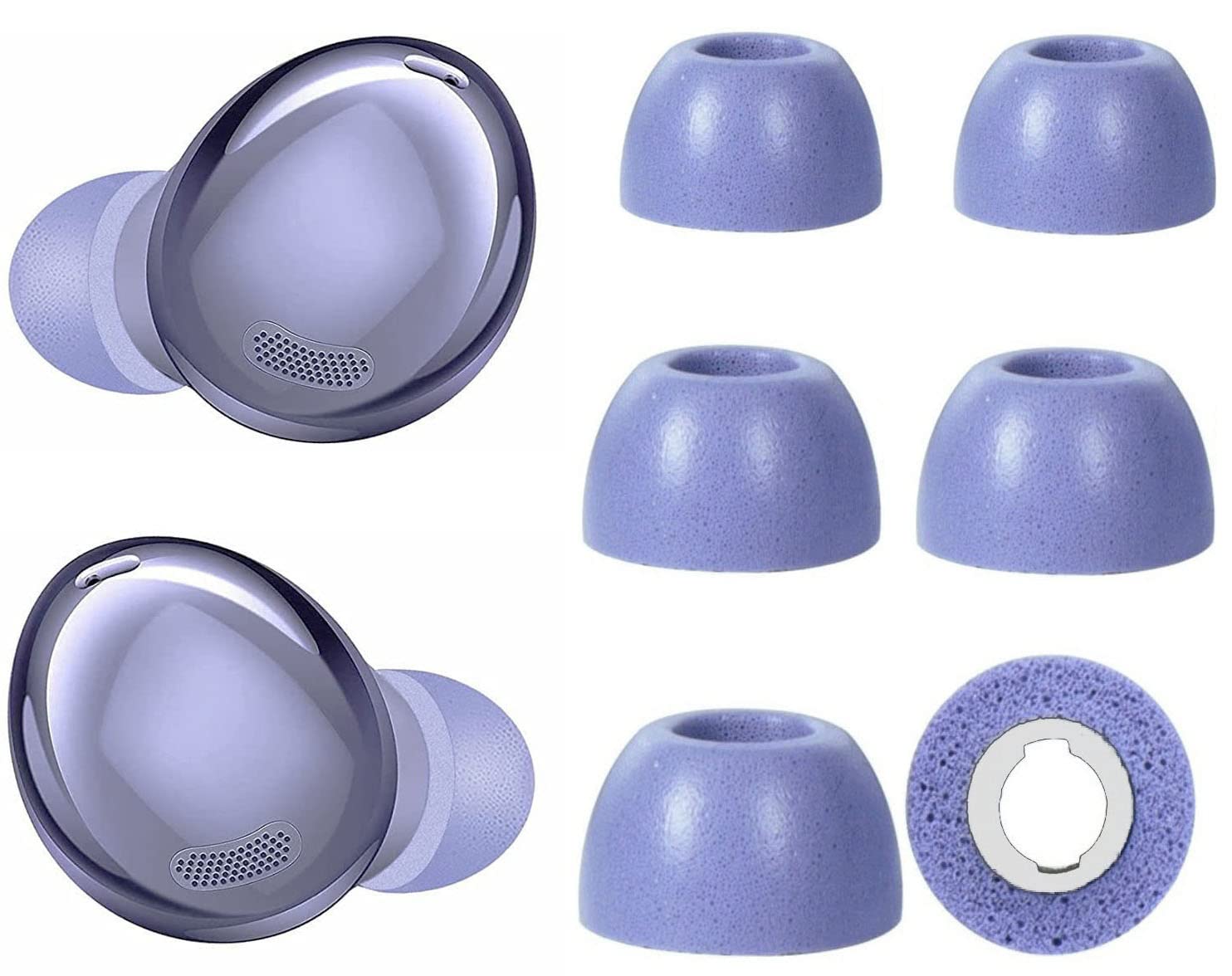 Memory Foam Ear Tips Compatible with Galaxy Buds 2 Pro Foam Tips Eartips,S/M/L 3 Pairs Violet (Foam Tip Galaxy Buds 2 Pro Violet)