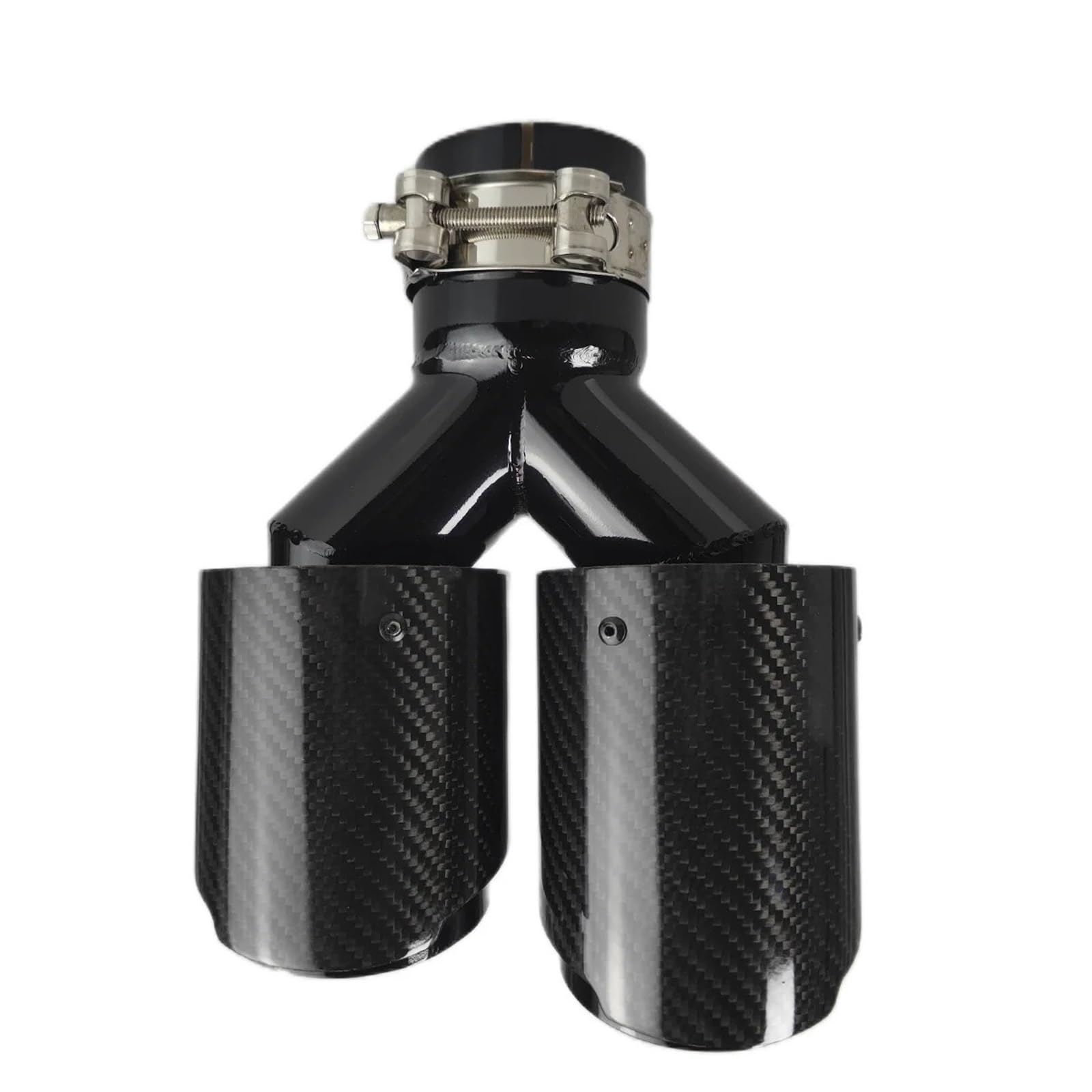Car Silencer Samochodowa błyszcząca końcówka tłumika z włókna węglowego kształt Y podwójne wyjście tłumiki rury wydechowej dekoracja dyszy uniwersalny(60mm-101mm-Right)