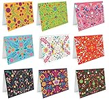 SVM CRAFT® Mini Blank Cards with Envelopes All Occasion - 18 Different 3.9 x 2.9 Inch Blank Greeting Cards White Envelopes. 18 Unique Designs Note Cards with Envelopes Set