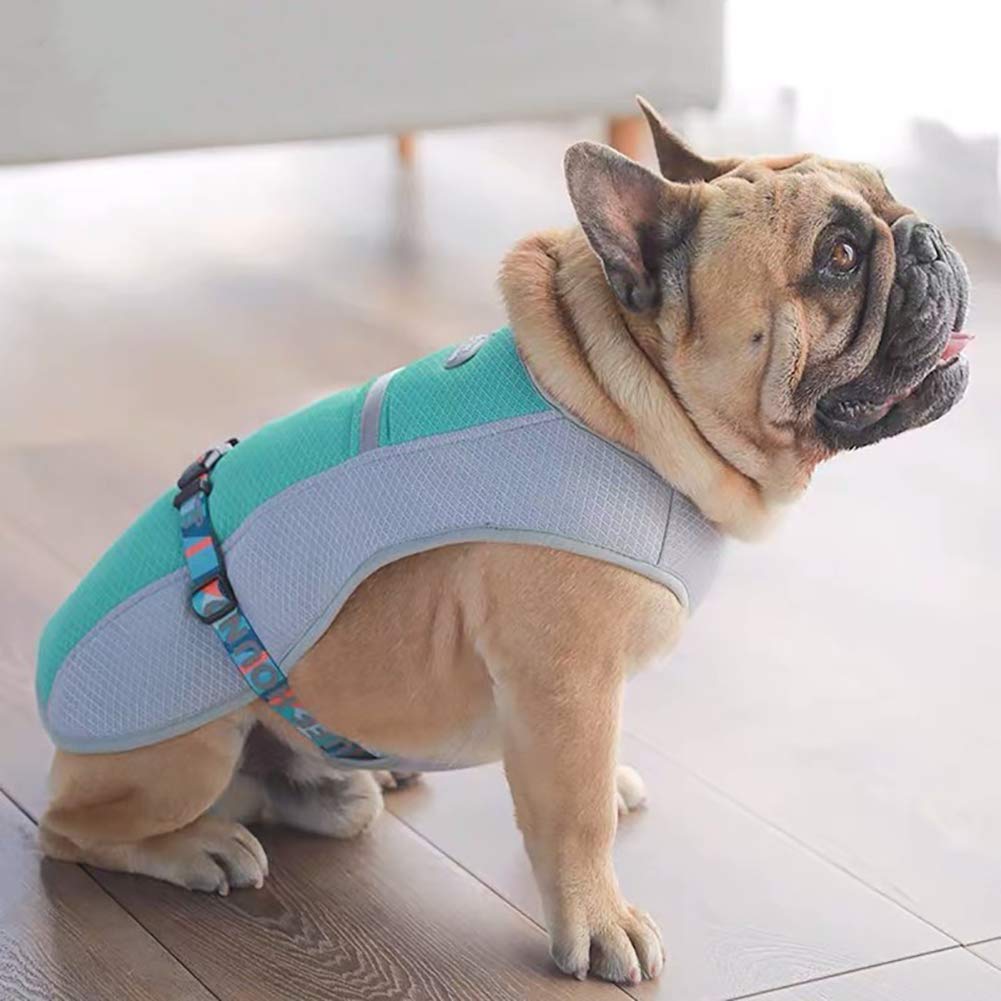 Gilet rinfrescante Riflettente per Cani, Cappotto rinfrescante per Cani Regolabile Imbracatura per Cani Leggera e Traspirante Giacca Estiva per la Caccia Formazione Campeggio,Blu,L