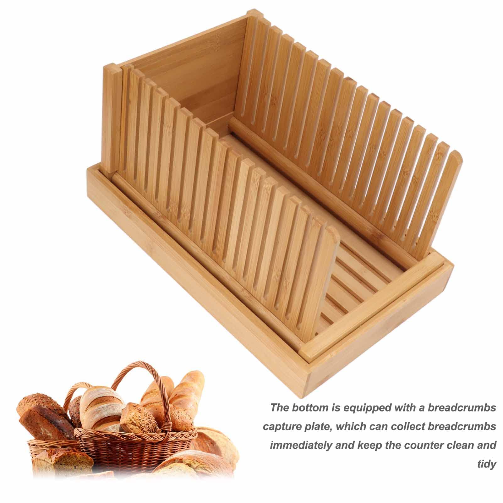 Rebanadora de Pan Plegable, Guía de Acero Inoxidable para Cortar Pan Casero, con Placa Inferior para Migas, Herramienta de Repostería para Cocina