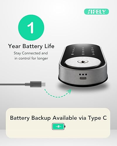 Miniatura 5 de Cerradura de puerta inteligente con teclado, cerradura de entrada sin llave con control de aplicación, cerradura de puerta electrónica digital con
