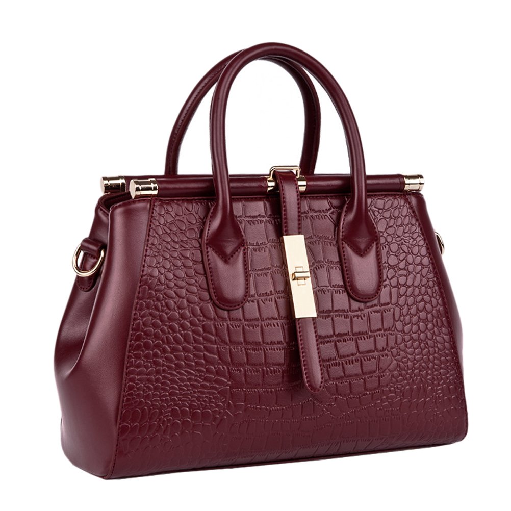 Office Lady Genuine Leather Luxury Fashion Crocodile Tote Top Handle Crossbody Shoulder Summer Satchel Purse Handbag for Women