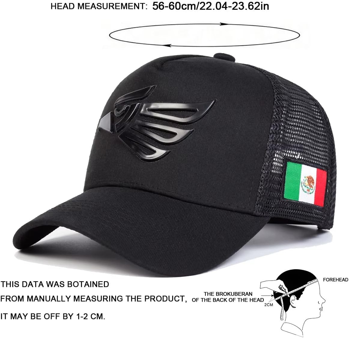 Unisex Baseball Cap with Mexican Eagle Label, Adjustable Mesh Net, Outdoor Summer Sunscreen Hat