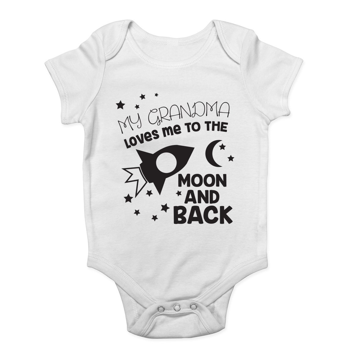My Grandma Loves me to The Moon and Back Cute Boys and Girls Baby Vest Bodysuit White