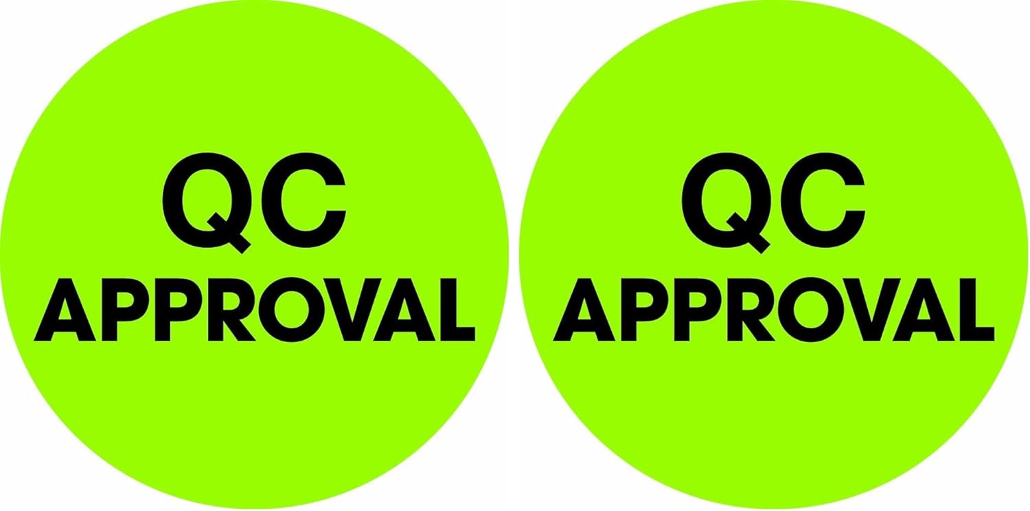 Tape Logic 1' Circle Label, QC Approval', Fluorescent Green, Roll of 500 Stickers, for Inventory Control and Warehouse Organization (Pack of 2)