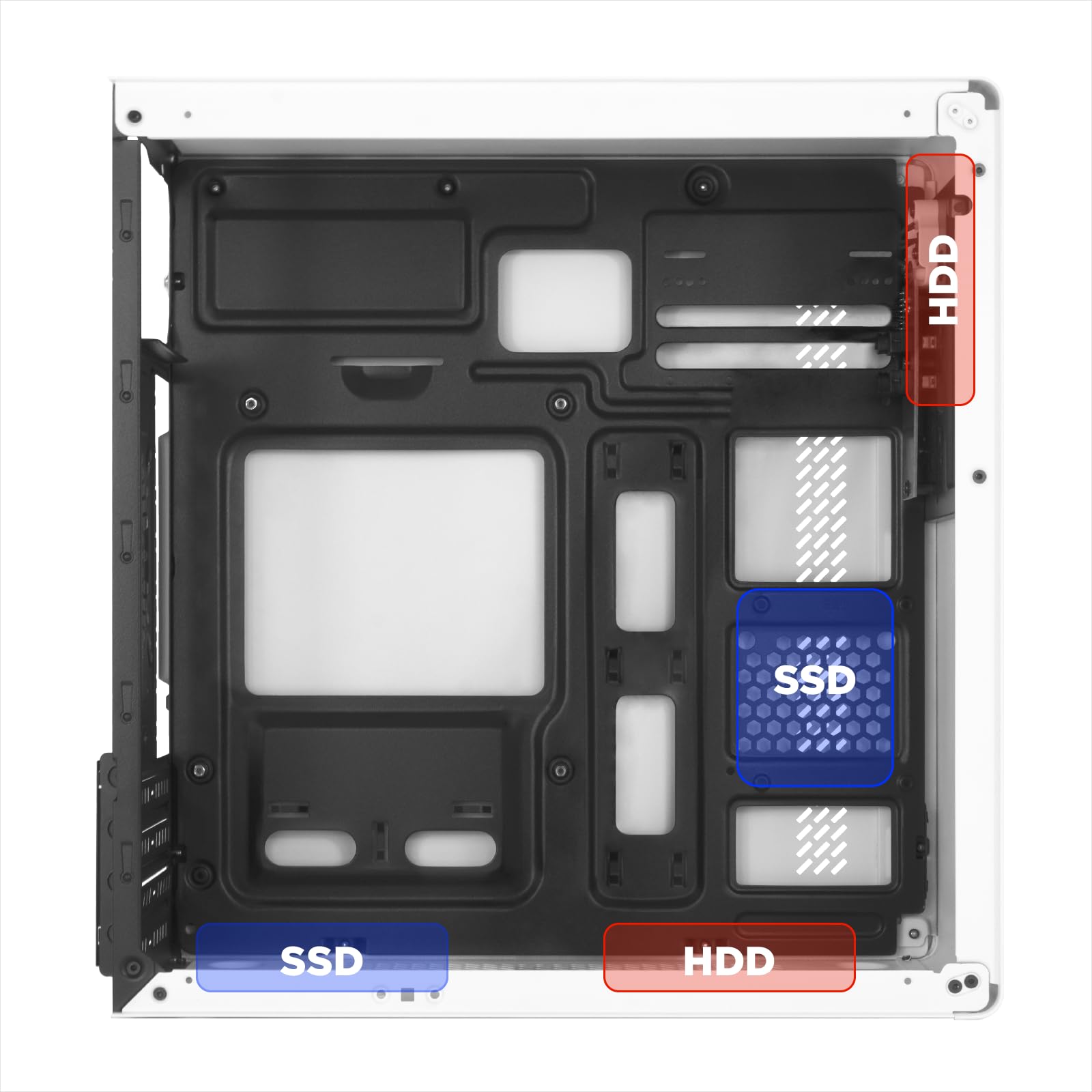 Nuwo Eguera A123 Case Compatto MicroATX per PC Desktop Office Mini Tower 0.6MM SPCC, USB 3.0, Pannelli Laterali in Mesh, Bianco