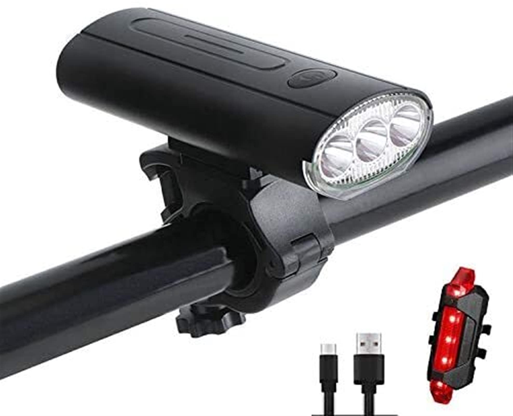Światła kierownicy Zestaw świateł rowerowych, 2400 Llumenów Bike Light Front and Back 3 x XML-T6 LED Lights Lights Lights IPX5 Wodoodporne lampki rowerowe pasuje do wszystkich rowerów górskich rowerów