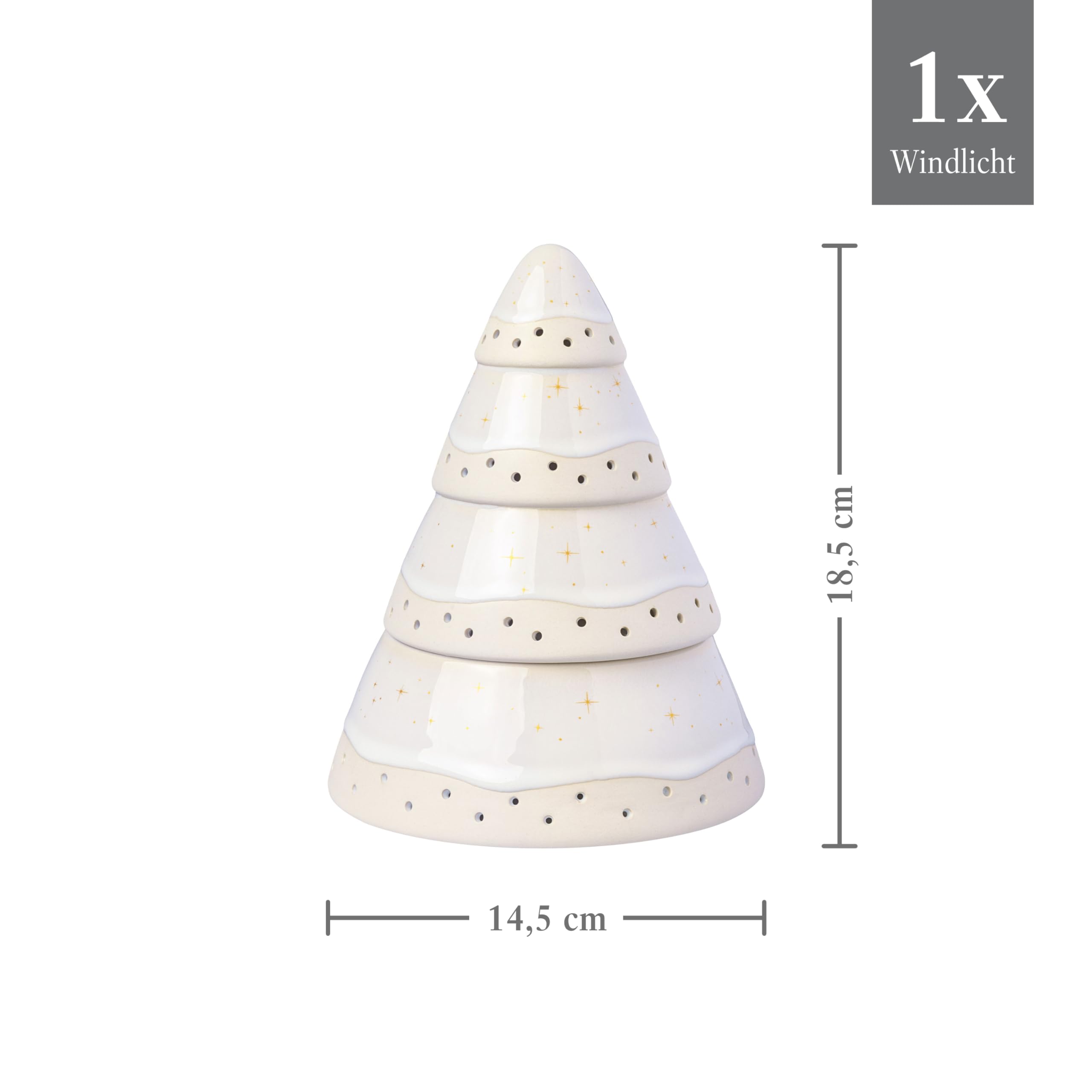 like. by Villeroy & Boch - Winter Glow hurricane lamp tree, Christmas decoration in Premium Porcelain, White / Beige - Image 3