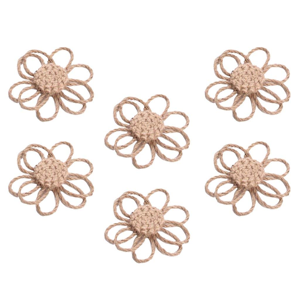 Tubayia 6pcs Rustic Hessian Flowers for DIY Crafts Wedding Decoration