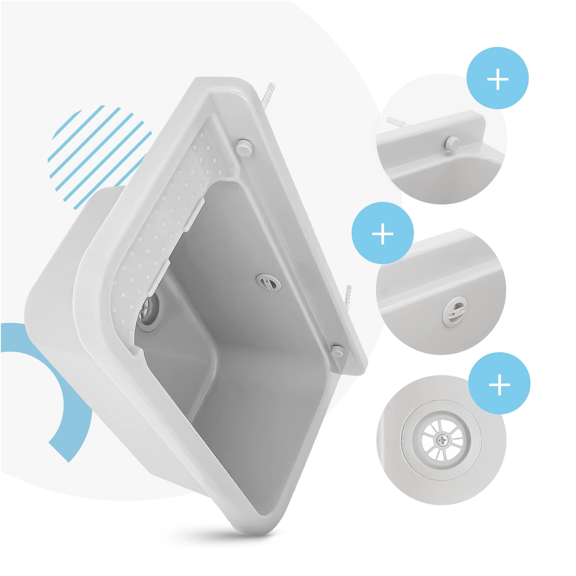 Lavabo de Cámara Estante Fregadero Industrial Profunda Lavadero Exterior Comercial Lavamanos Jardín Garaje Lavandería Baños Fábrica 50 x 34 x 21 cm Blanco