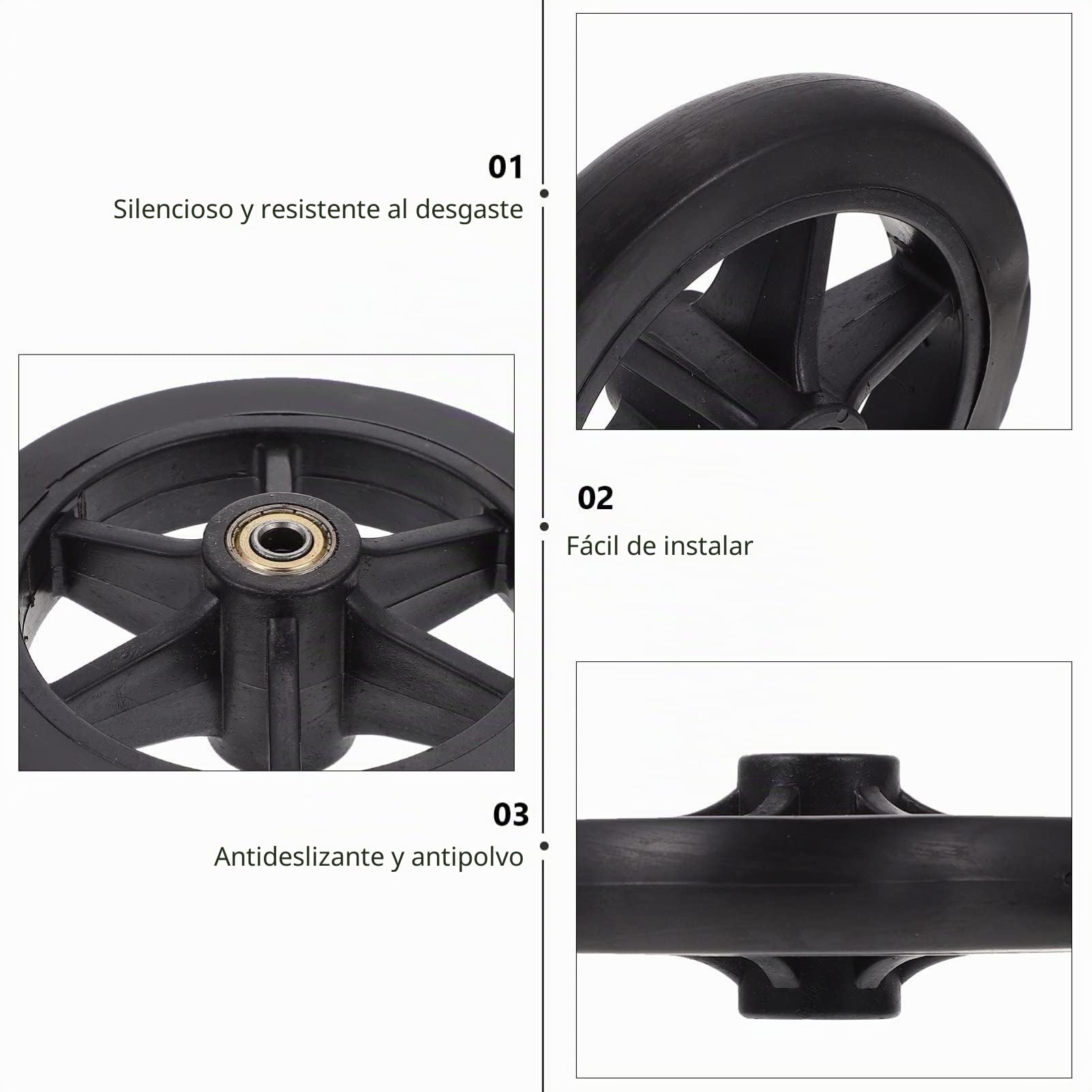 Reemplazo de ruedas delanteras de : piezas ajuste universal 8 pulgadas 4 piezas negro