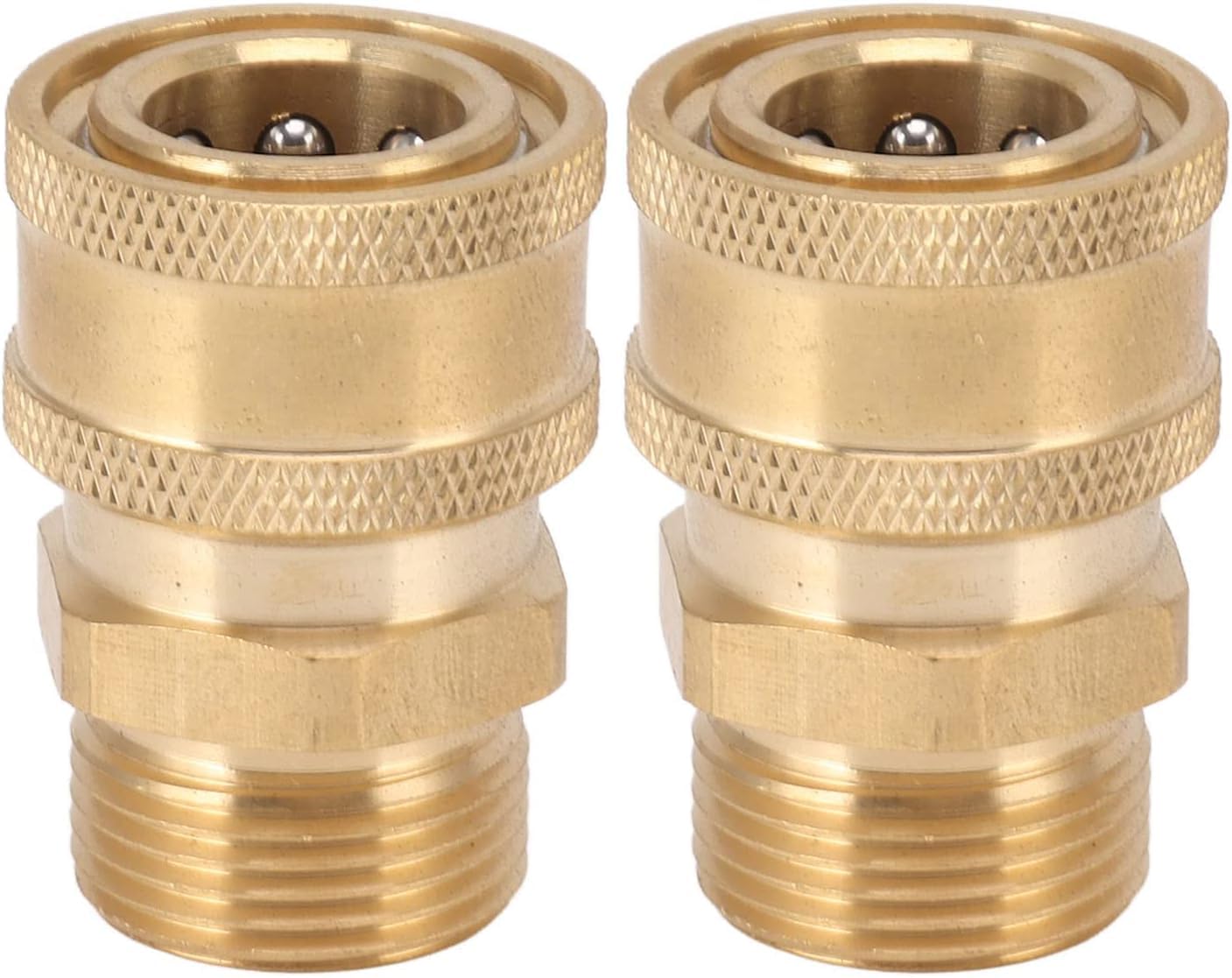 Adaptador de conexión para hidrolimpiadora M22 (2 unidades), cobre puro, conector hembra NPT de 3/8" a macho M22 para conexión universal de mangueras y bombas (orificio interior de 15 mm/0,59")